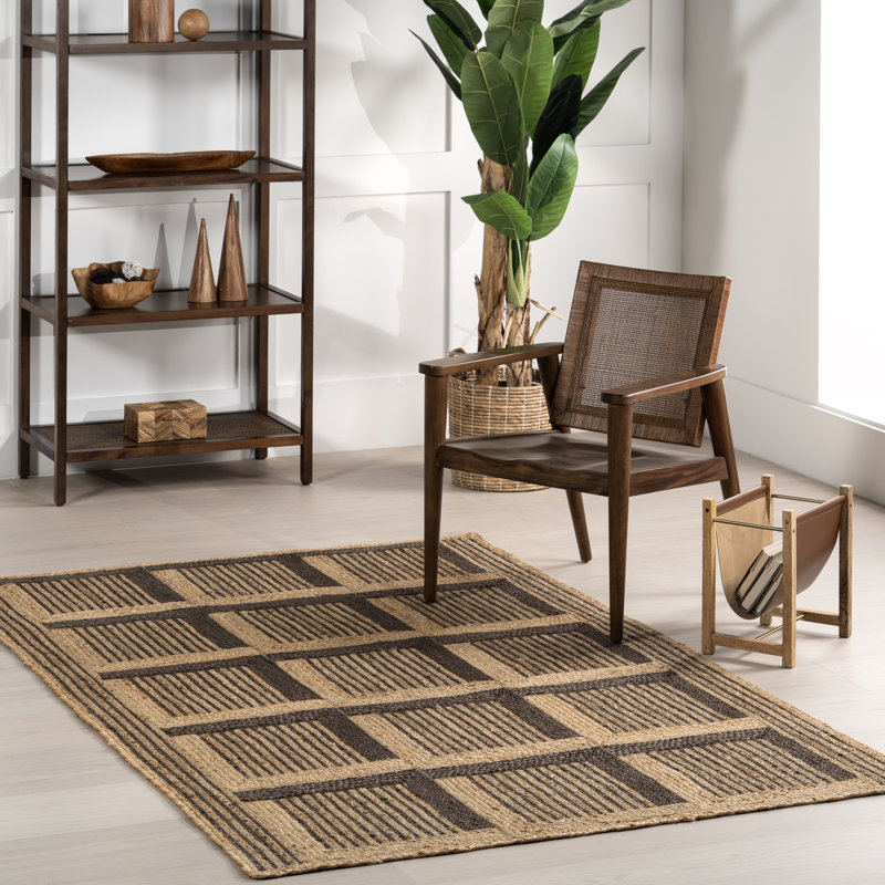 Tapis en jute à motif géométrique Aletta, Rectangle 7 pi 6 po x 9 pi 6 po