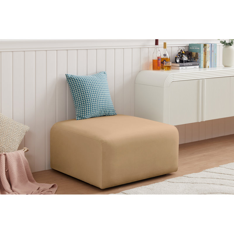Repose-pieds en velours 31 po Hingham Josie, Velours brun clair