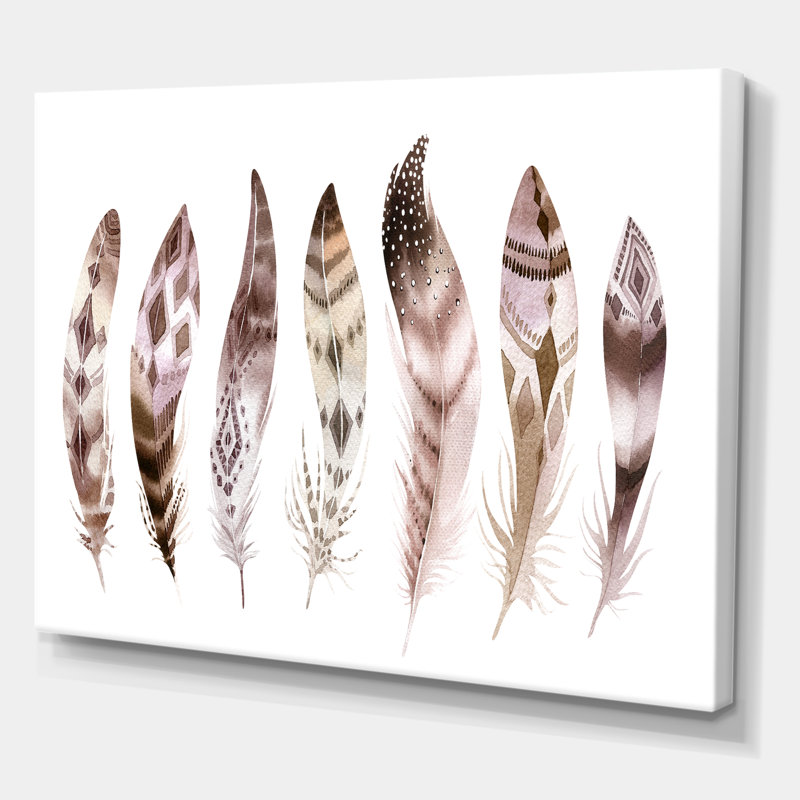 Ensemble de plumes colorées Boho X - Impression sur toile, Toile tendue, H 30 po x l 40 po x 1,5 po