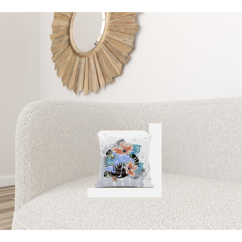 Coussin 16 x 16, Gris/Bleu/Orange