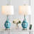 Aitkin 28" Modern Blue Glass Table Lamp with 3-Way Dimmable Lighting and USB Port 