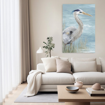 Great Blue Heron Gaze Elegant Bird Serene Coastal Nature Art