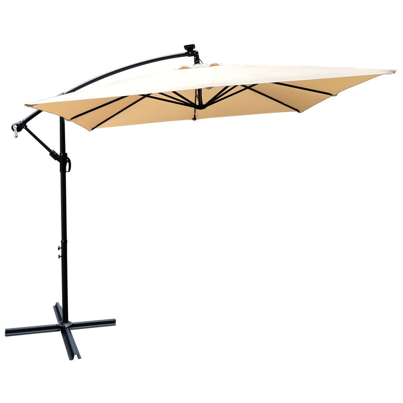 Parasol solaire pour terrasse 2,5x2,5m carré, imperméable, avec base en croix pour terrasse de jardin, cour arrière, parasol carré à énergie solaire, eau, jardin, terrasse, espace