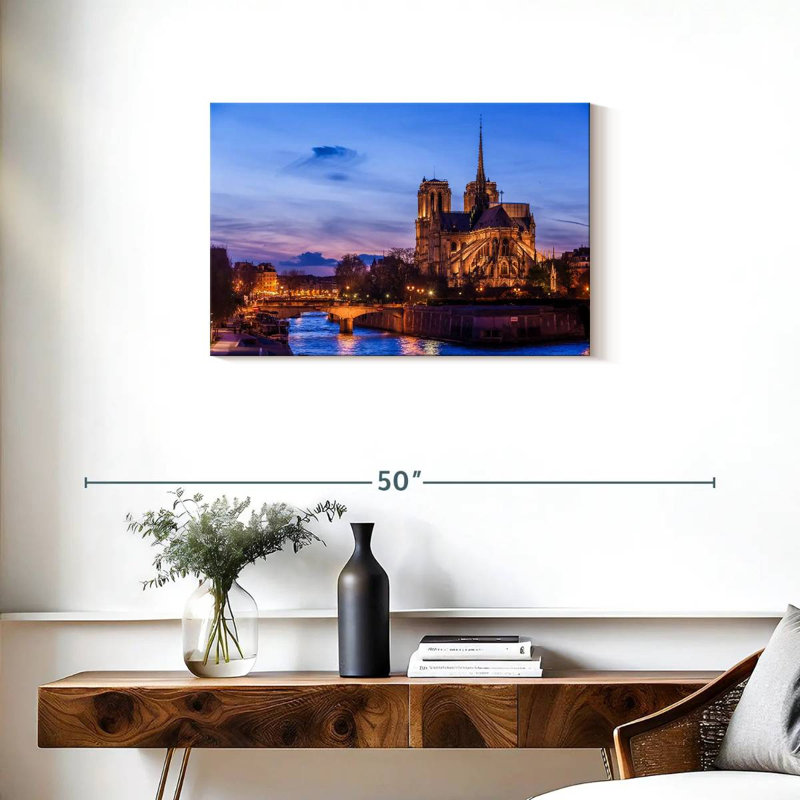 Kavia Notre Dame à Paris la nuit, H 20 po x l 30 po