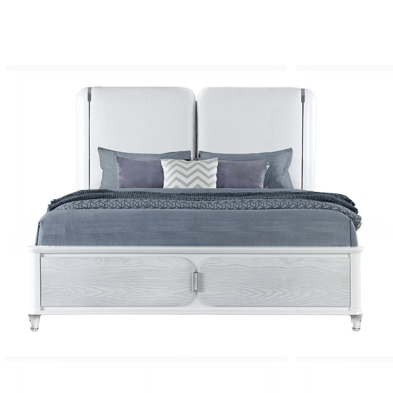 Modern Design Bed with LED Light, Grey