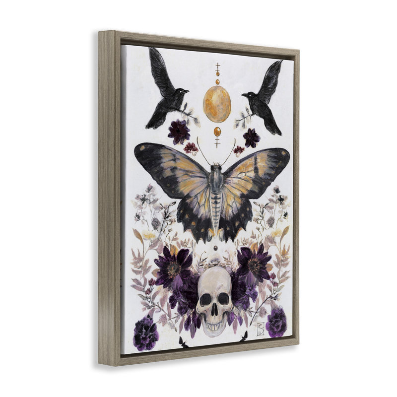 Tarot gothique avec cadre flottant papillon de nuit, design par Sara Culpepper, H 21 po x l 17 po