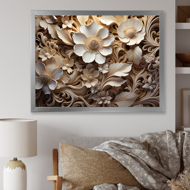 Motifs floraux biologiques florissants - impressions encadrées de fleurs, Cadre flottant noir, H 30 po x l 40 po x P 1,5 po
