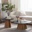 Table basse ronde en bois à piédestal robuste pour salon, facile à assembler