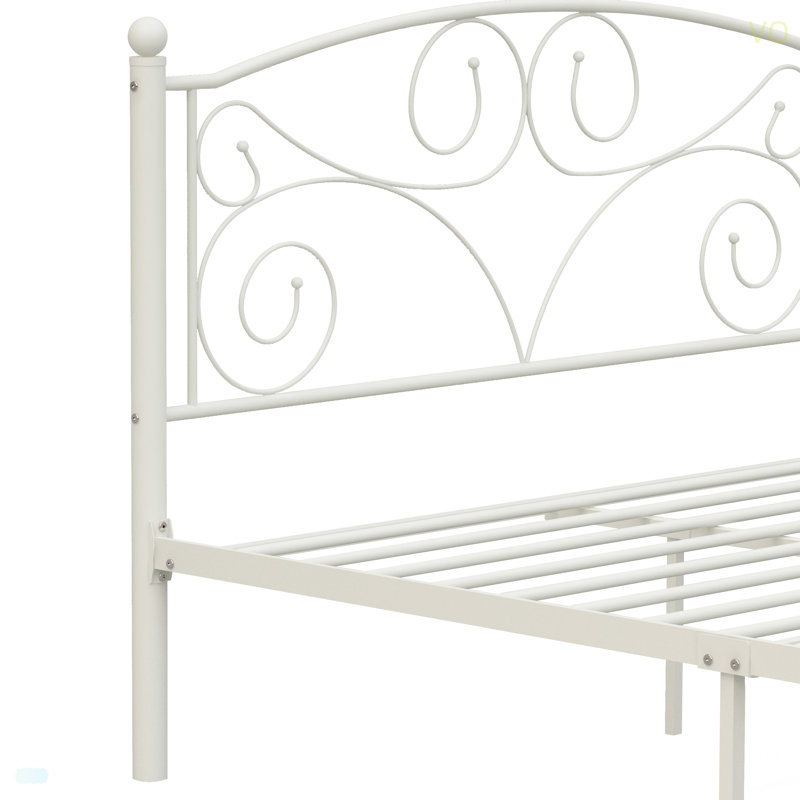 Cadre de lit en métal robuste de taille unique avec tête et pied de lit, Double
