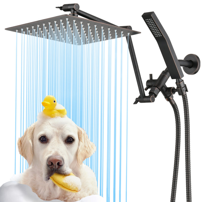 Pomme de douche double tout en métal, Bronze frotté à l'huile