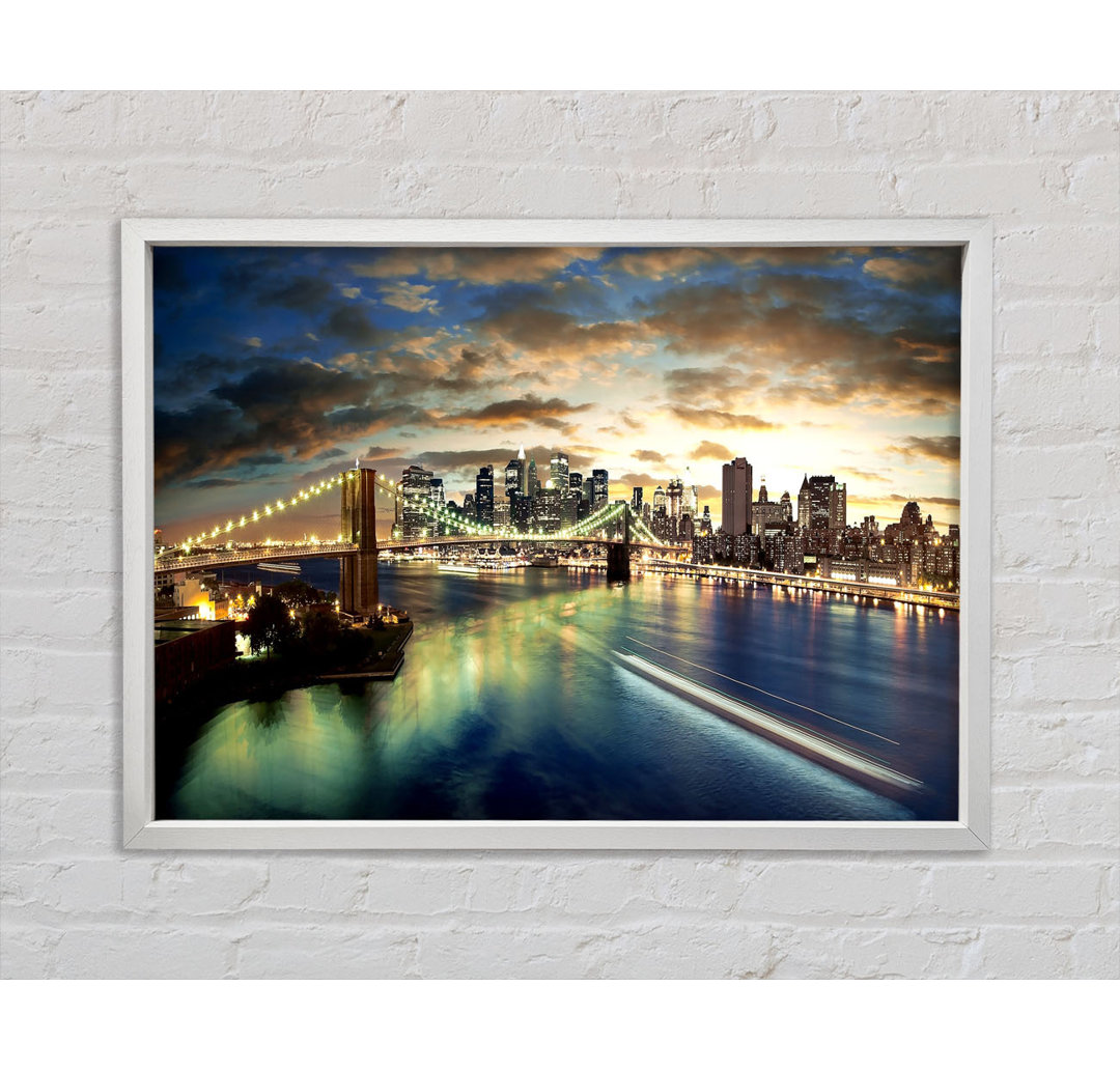 New York City Brooklyn Bridge View - Einzelner Bilderrahmen Kunstdrucke auf Leinwand