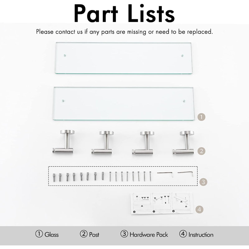Elijahh 2 Piece Glass Floating Shelf