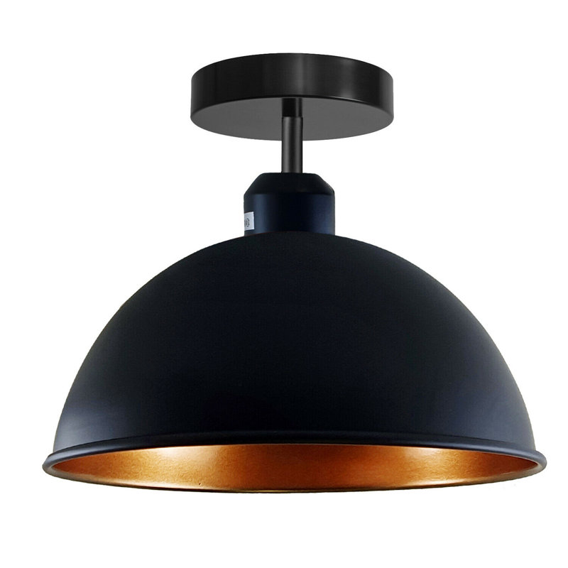 Bustillos Semi Flush Mount, Black inner Gold