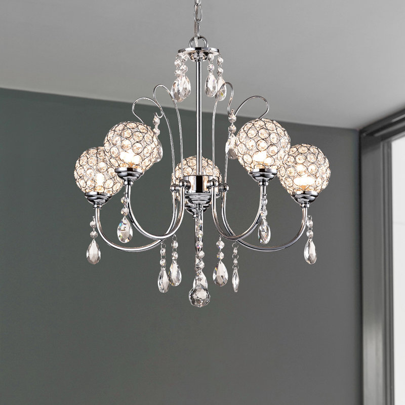 Bridget 5 - Light Crystal Classic Chandelier with Crystal Accents