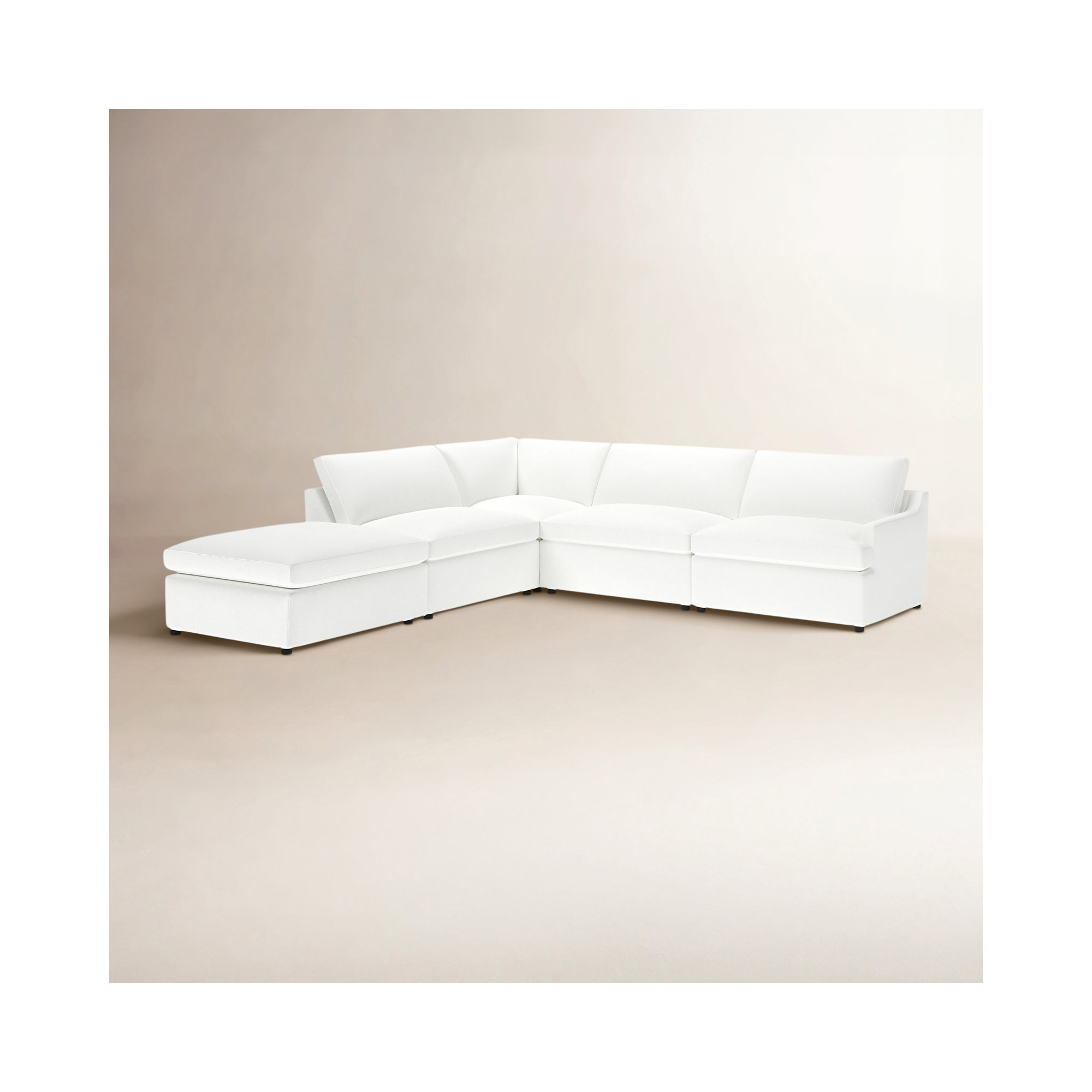 Essex 5-Piece Upholstered Modular Sectional, Left Hand Facing, John Flour Performance Linen Blend