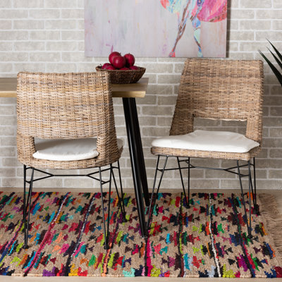 Chaise de salle à manger en rotin avec coussin Cassiani