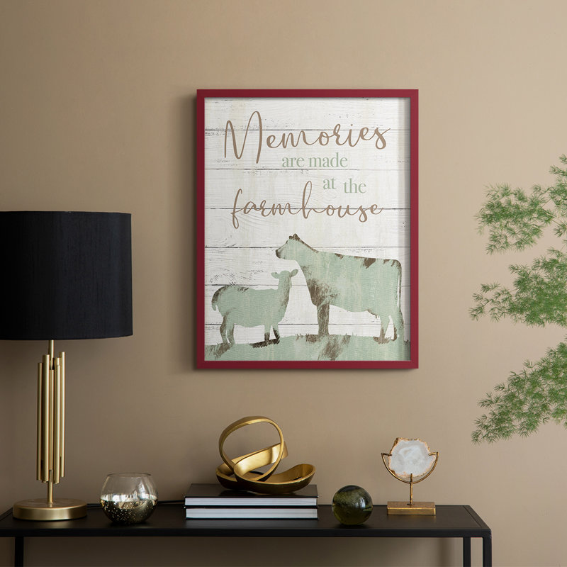 Farmhouse Memories, reproduction encadrée - bois massif, H 11 po x l 9 po, Rouge