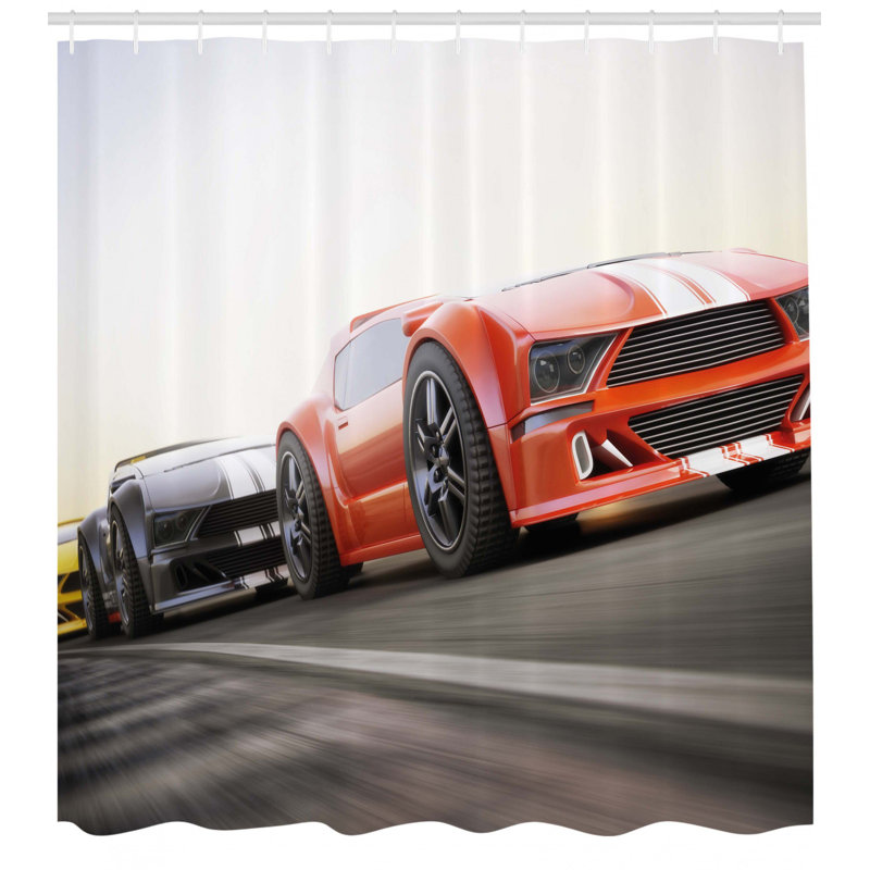 Ensemble de rideau de douche Ervin Decor Sports Highway Race, H 75 po x l 69 po