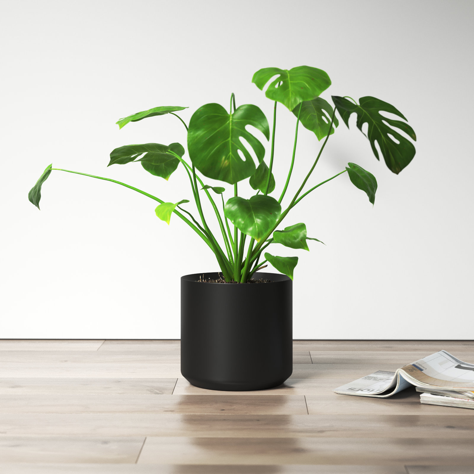 Parsons Ceramic Pot Planter, Black, 6.75" H x 7" W x 7" D