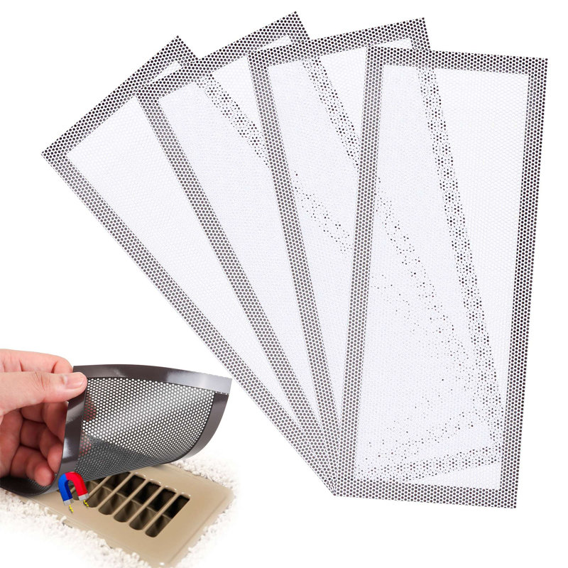 Paquet de 4 filtres de ventilation magnétiques pour registre de plancher, 4 x 10 pouces, Blanc