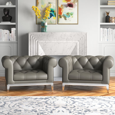 Idyll Tufted Upholstered Leather Armchair