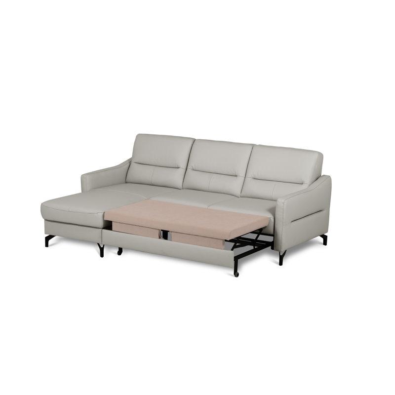 Falkirk Leather Corner Sofabed, Light Grey, Left Hand Facing