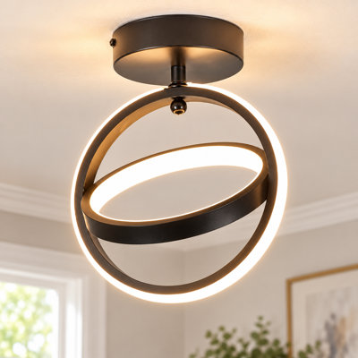 Plafonnier encastré circulaire moderne noir 8,26 po DEL