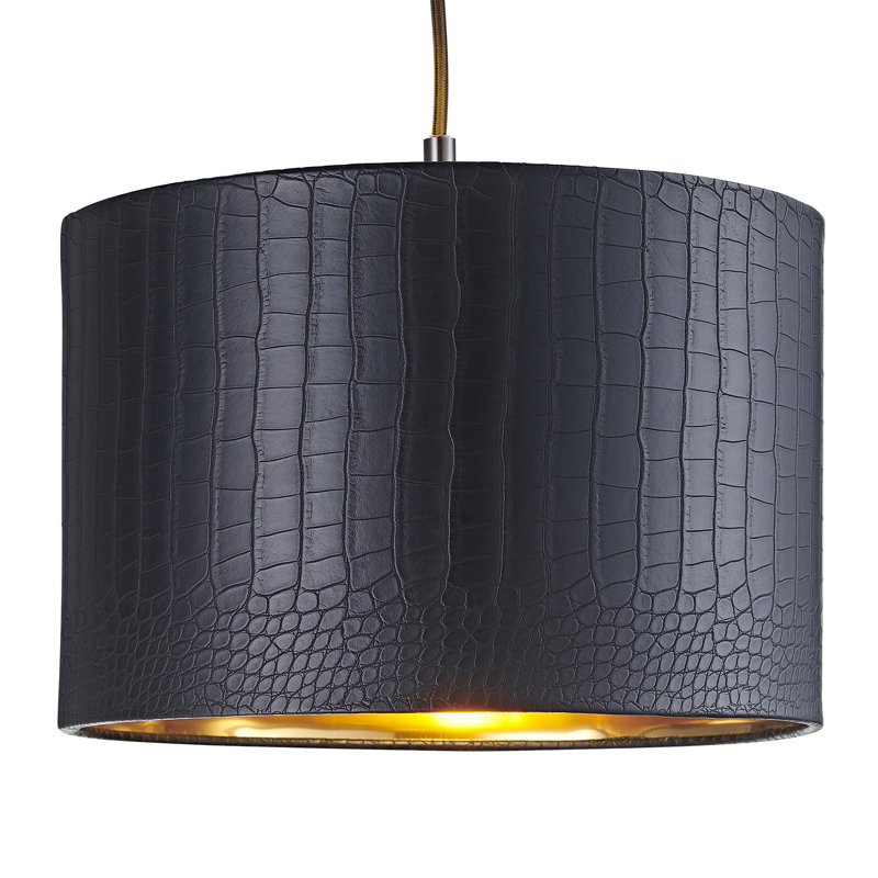 20cm H Paper Drum Lamp Shade ( Screw On ) in Black
