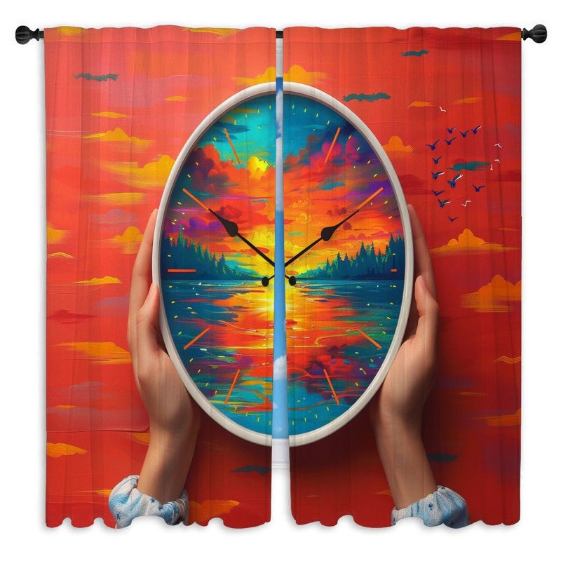 Coucher de soleil coucher de soleil avec rideaux, L 40 po x L 82 po