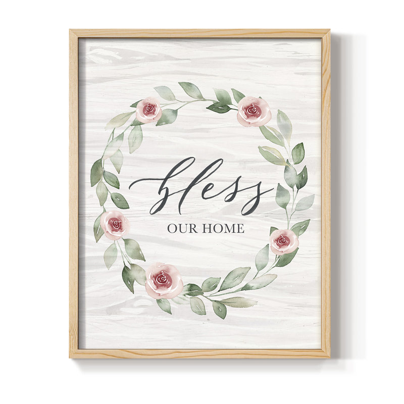 «Bless Our Home», reproduction encadrée - bois massif, Naturel, H 15 po x l 12 po