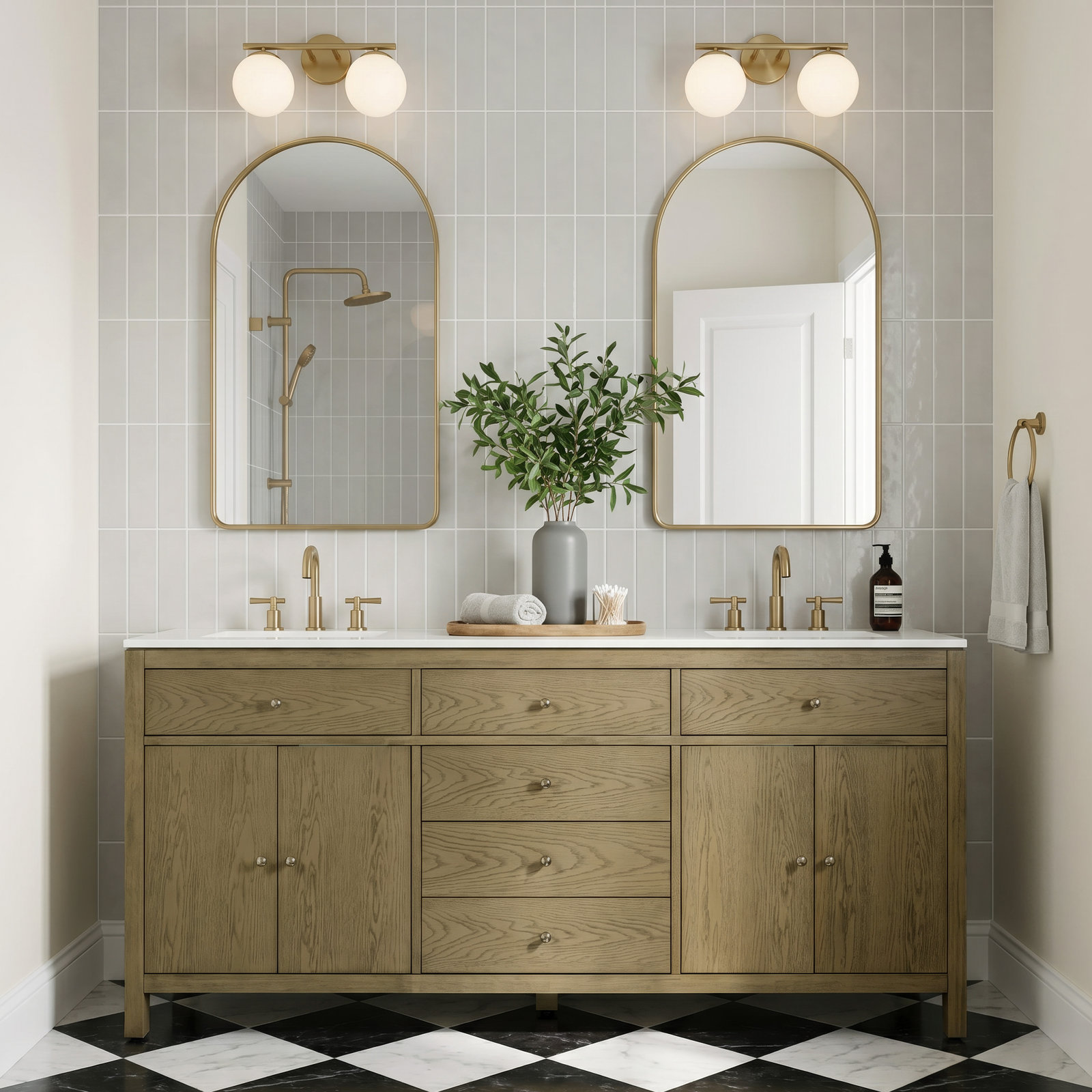 Celine 72" Acacia Double Bathroom Vanity, Light Oak