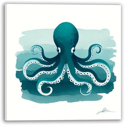 «Playful Octopus Waves», art mural sur toile