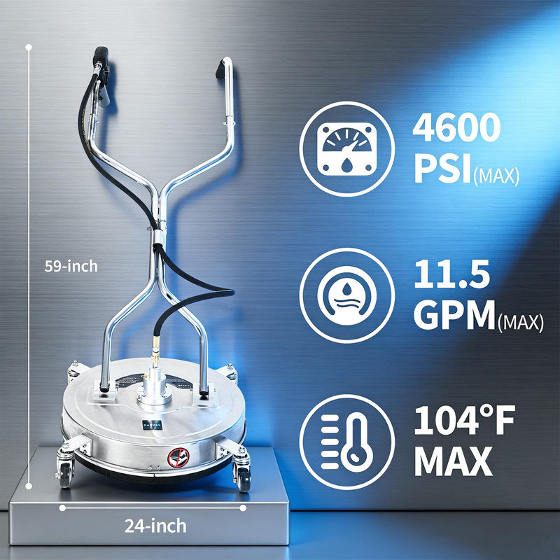 Nettoyeur haute pression 24 po avec 4 roues pour terrasses, patios et allées