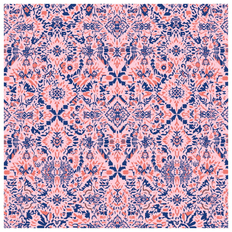 Tapisserie murale rose à motif damassé - Décoration murale damassé, H 68 po x l 80 po avec 4 œillets