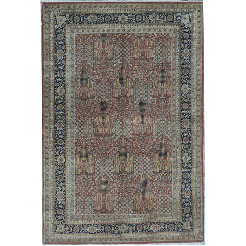 Tapis ivoire noué à la main de haute qualité, Rectangle 6 pi x 9 pi