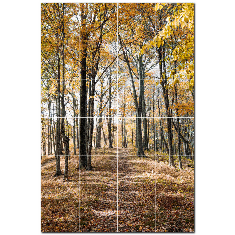 Murale décorative en céramique 12 po x 12 po Trees Photo, Jaune clair
