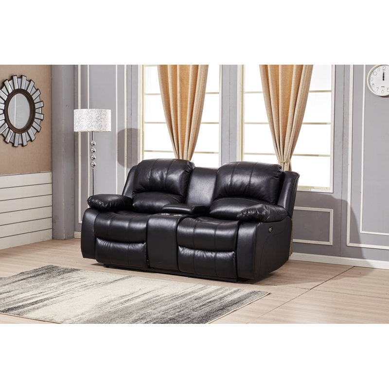 Convergent Faux Leather Reclining Loveseat, Power, Black
