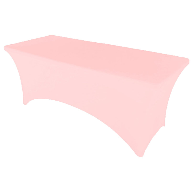 4Ft, 6Ft, 8Ft Spandex Tablecloth Fitted Stretch Rectangular Table Cover For Dining Wedding Party, 96" x 30", Pink