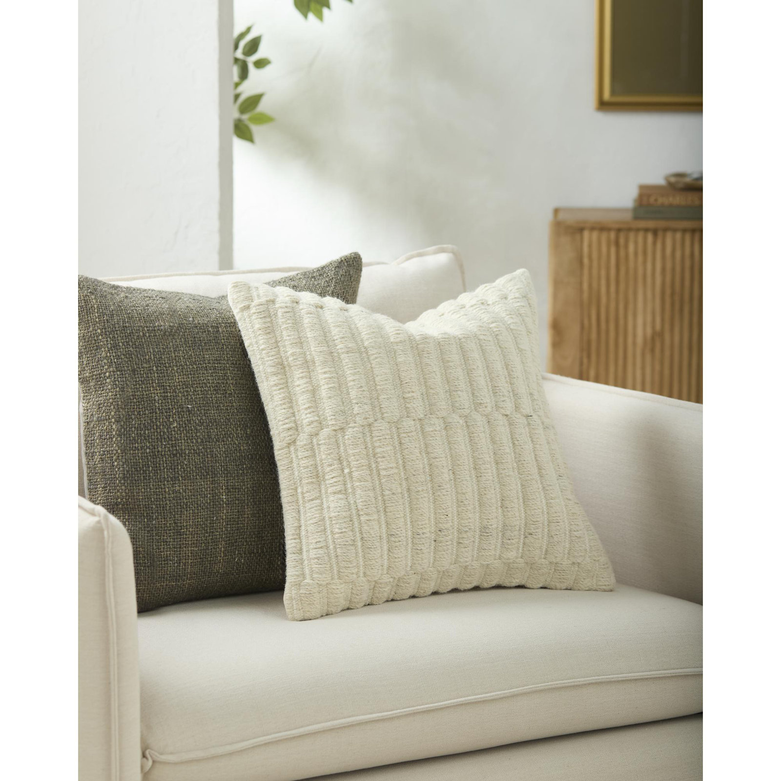 Monacizzo Accent Pillow, Square 18", Cream, Duck Down