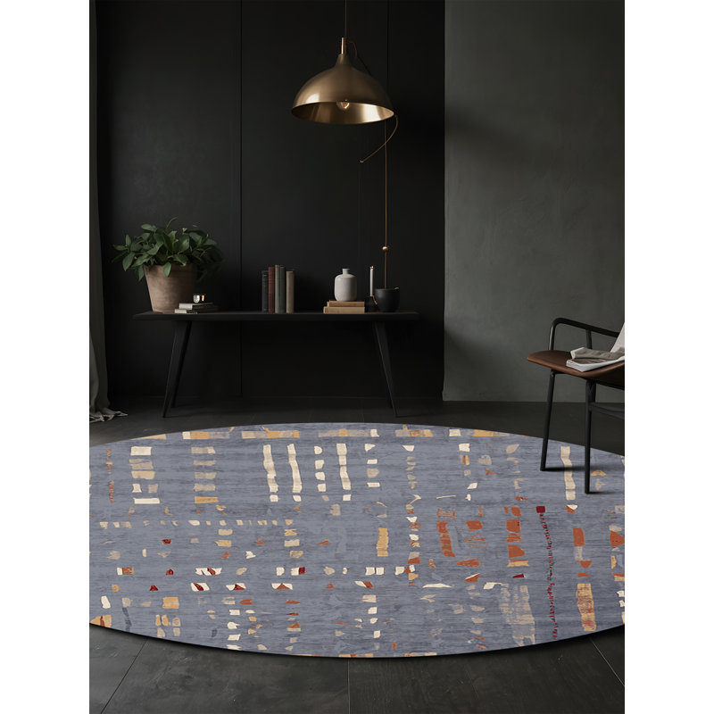 Machine Washable Gray Area Rug, Round 8'