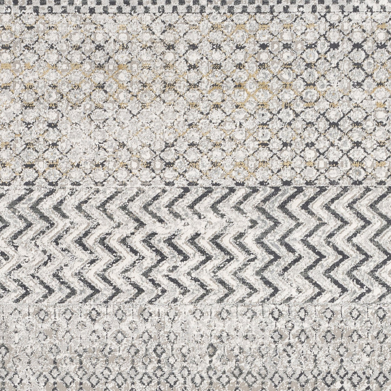 Lysette Oriental Charcoal/Gray Area Rug, Rectangle 6'9" x 9'6"