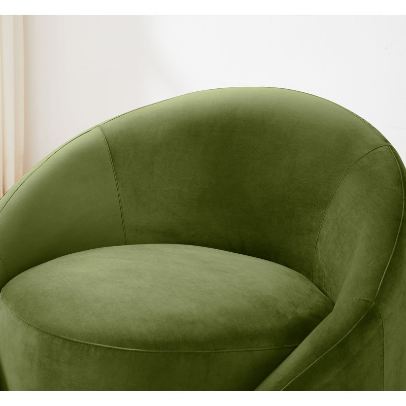 Fauteuil demi-tonneau pivotant de 34,25 po Blaklee, Velours vert olive