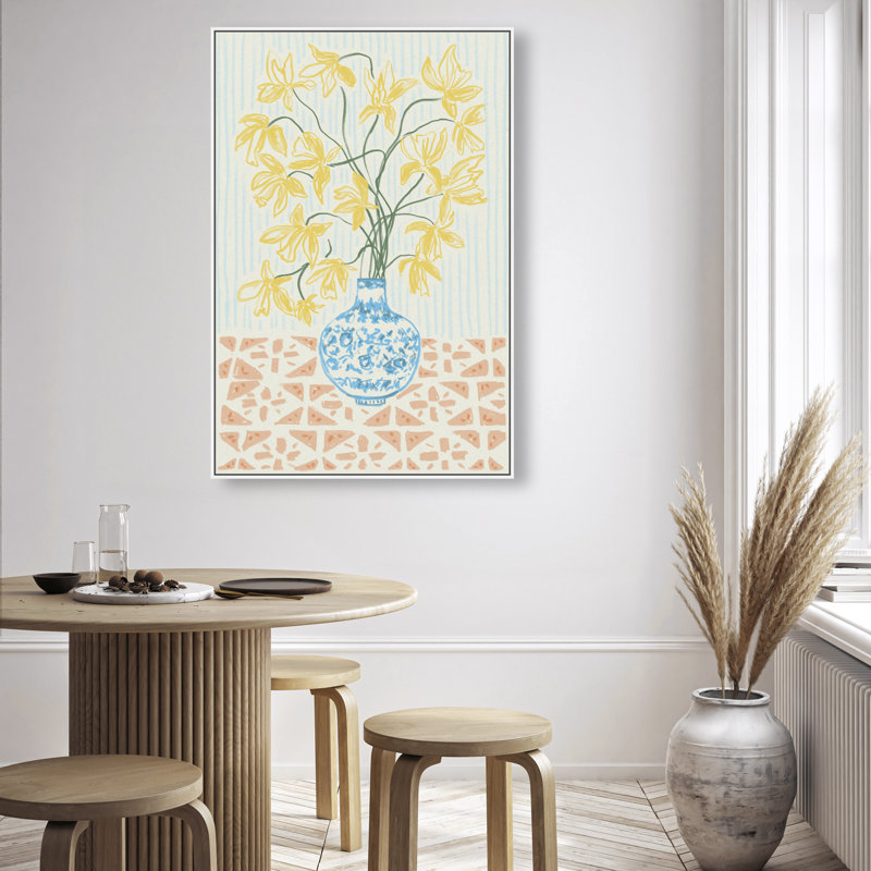 Yellow Iris Summer Print by Oliver Gal, 31"H x 21"W, White Floater Frame