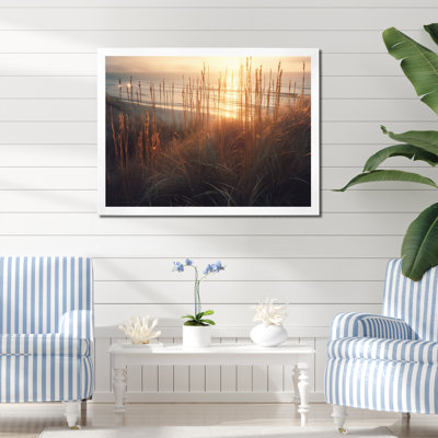 «Ocean Summer Bliss Sunset Beach Grass Waving I», reproduction sur toile