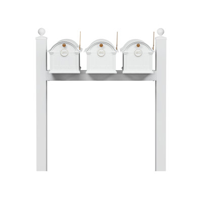 Balmoral Triple Mount Mailbox /w/ Ball Finials & Personalized Door Medallion (3 Mailboxes, Tri-Mount Rack, 3 Medallions)
