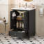 Meuble-lavabo de 24 pouces avec lavabo en céramique et armoire de rangement avec portes à fermeture en douceur et cloisons de tiroir | Idée de cadeau-1217208508
