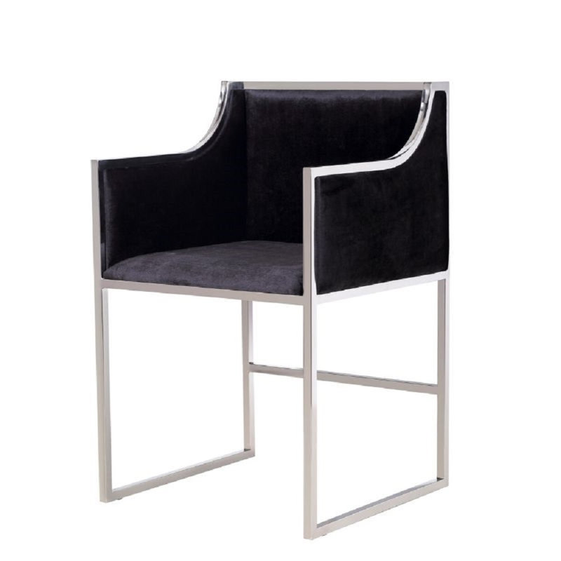 Rocha Bella Chair (Gold/Black Velvet), Black, Chrome