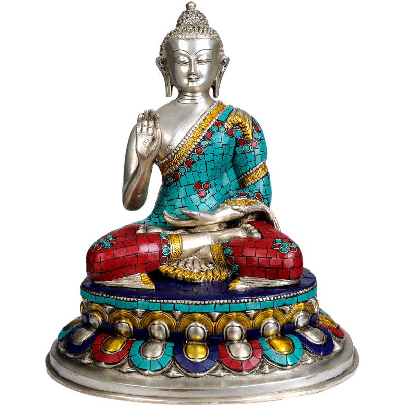 Lord Buddha Granting Abhaya (avec incrustation)