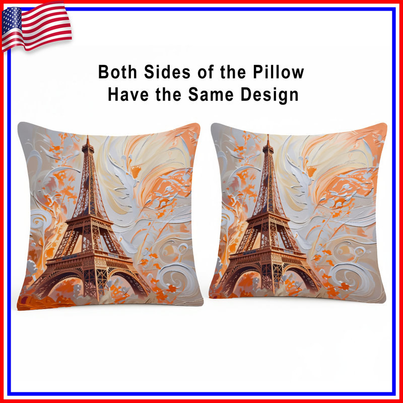 Coussin Tour Eiffel, coussins double face Architecture, 16 po x 16 po