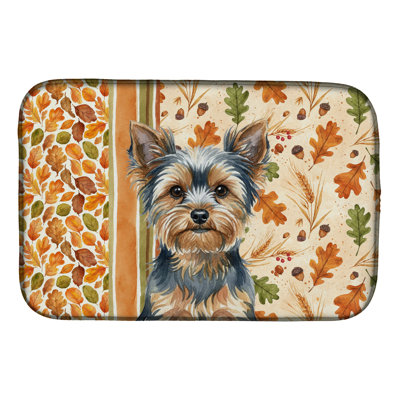 Tapis de séchage bleu et brun clair Yorkshire Terrier Heirloom